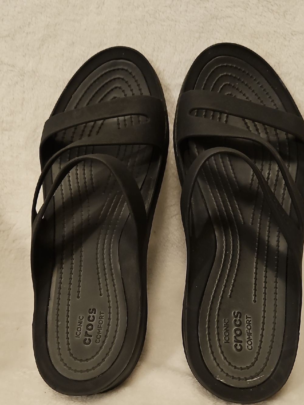 CROCS Black Dual-Strap Comfort Slides